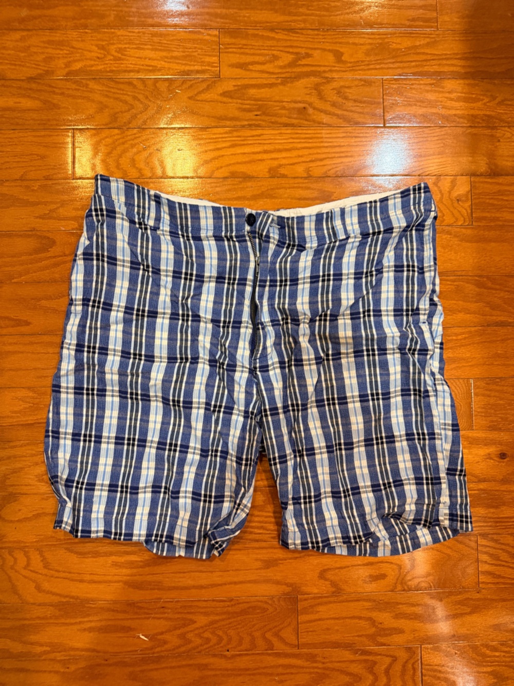 Men’s TEHAMA Blue and White Plaid Cotton Shorts Size 38